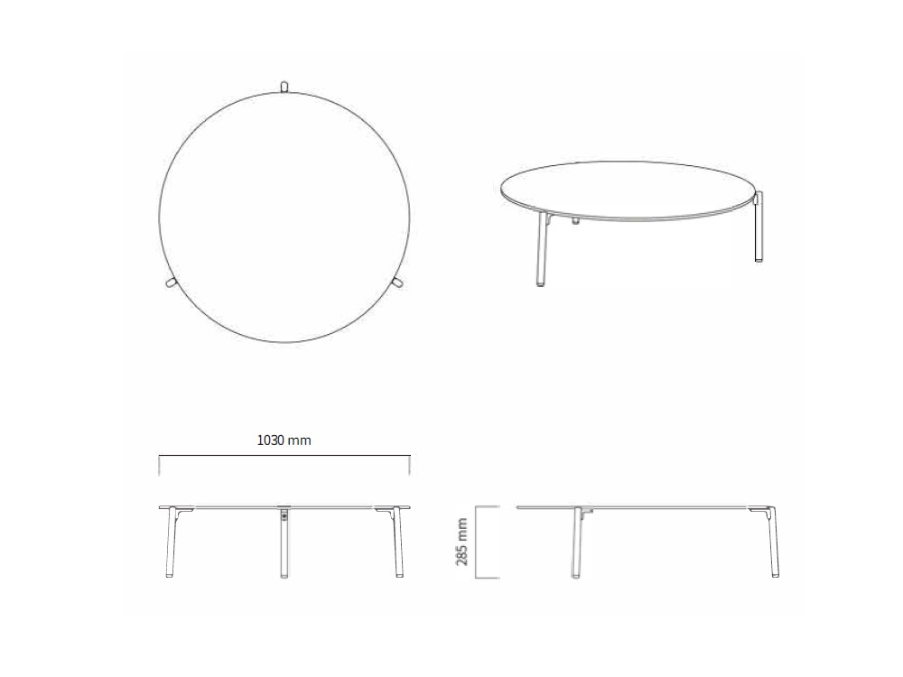 Medidas de la mesa alta de centro Tropea de Joenfa agua de mar