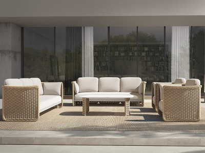 Galatina, el sofá perfecto para terrazas y porches: materiales duraderos y diseño inspirado en la naturaleza.