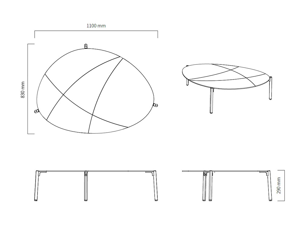 Medidas de la mesa de centro Catona grande de Agua de mar