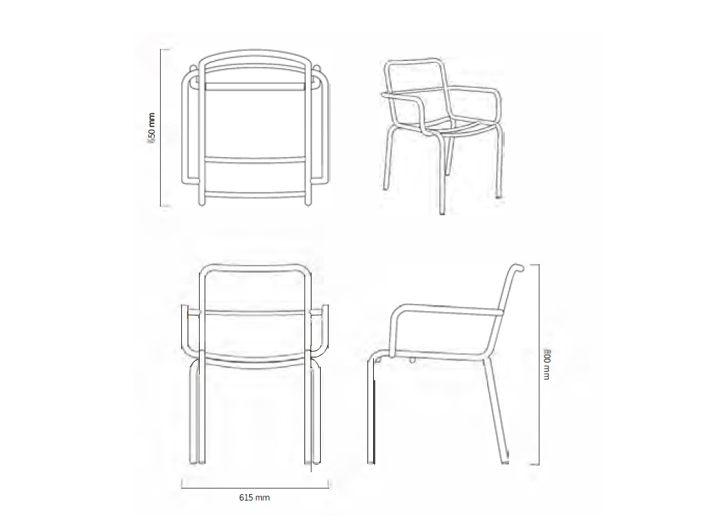 Medidas de la mesa de comedor para exterior Fano de Agua de Mar