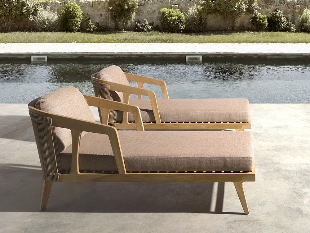 Tumbona Rio de Joenfa: Teca y fibra sintética 3mm. El lujo del relax en tu jardín o piscina