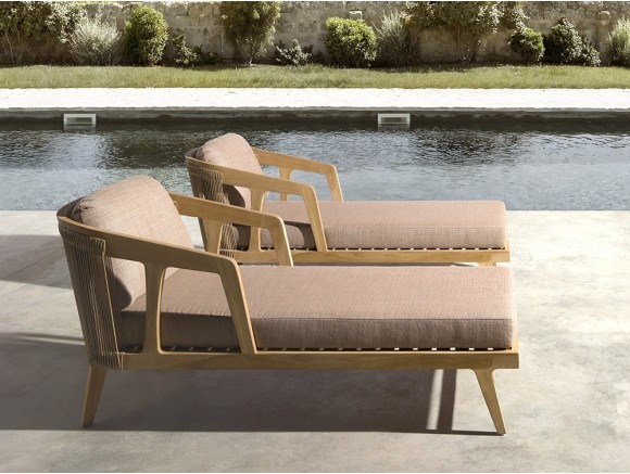 Tumbona Rio de Joenfa: Teca y fibra sintética 3mm. El lujo del relax en tu jardín o piscina