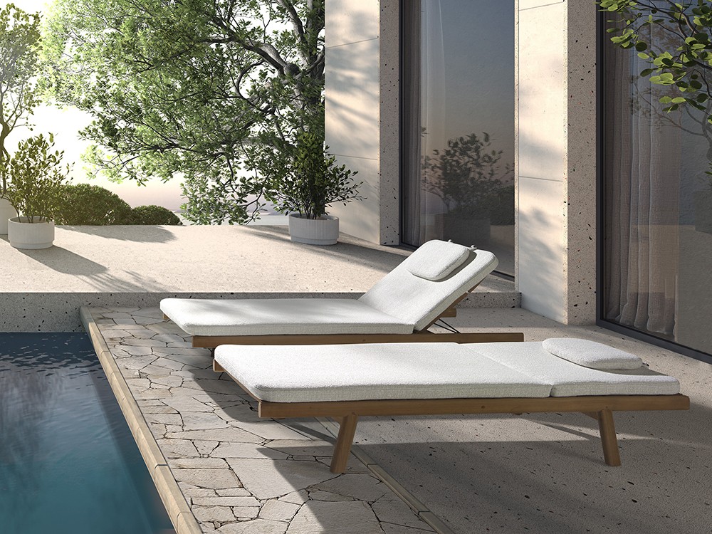 Tumbona Roda de Joenfa: Diseño minimalista, confort máximo en teca rústica