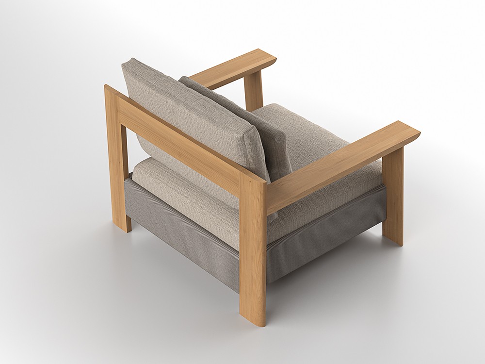 Diseño envolvente y materiales resistentes en un sillón elegante para terrazas, jardines y zonas lounge exteriores.