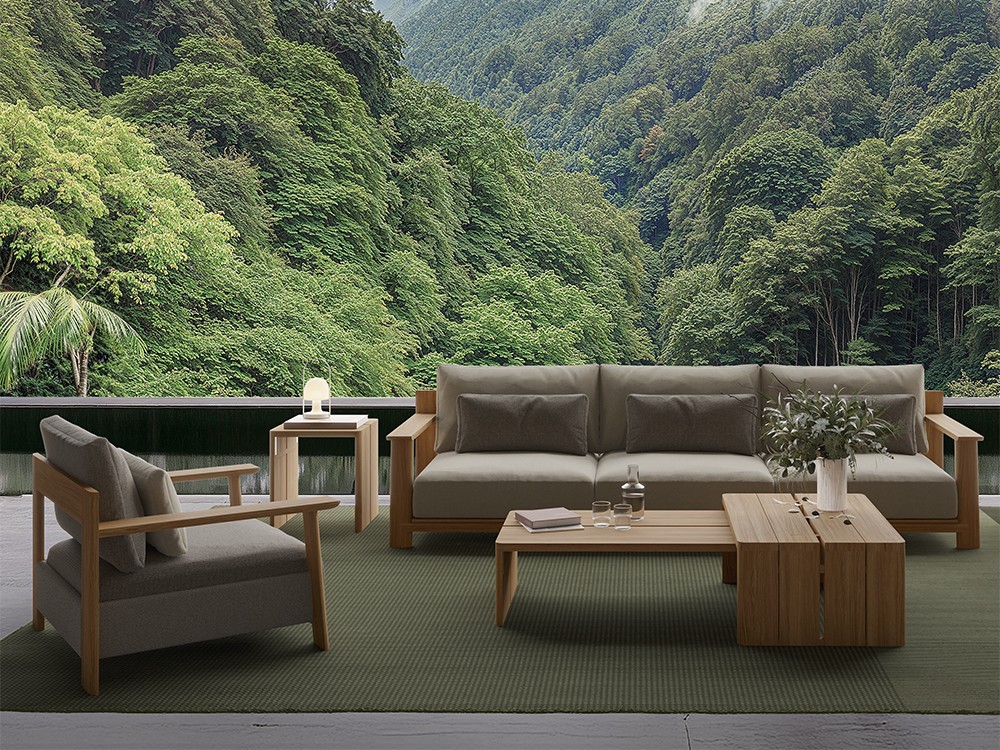 Una pieza versátil para terrazas, jardines y zonas lounge de alto nivel. SKLD, sofá Olma