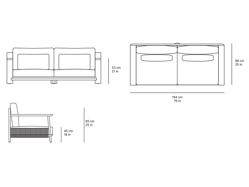 Medidas del sofá de 2 plazas Olma de SKLD