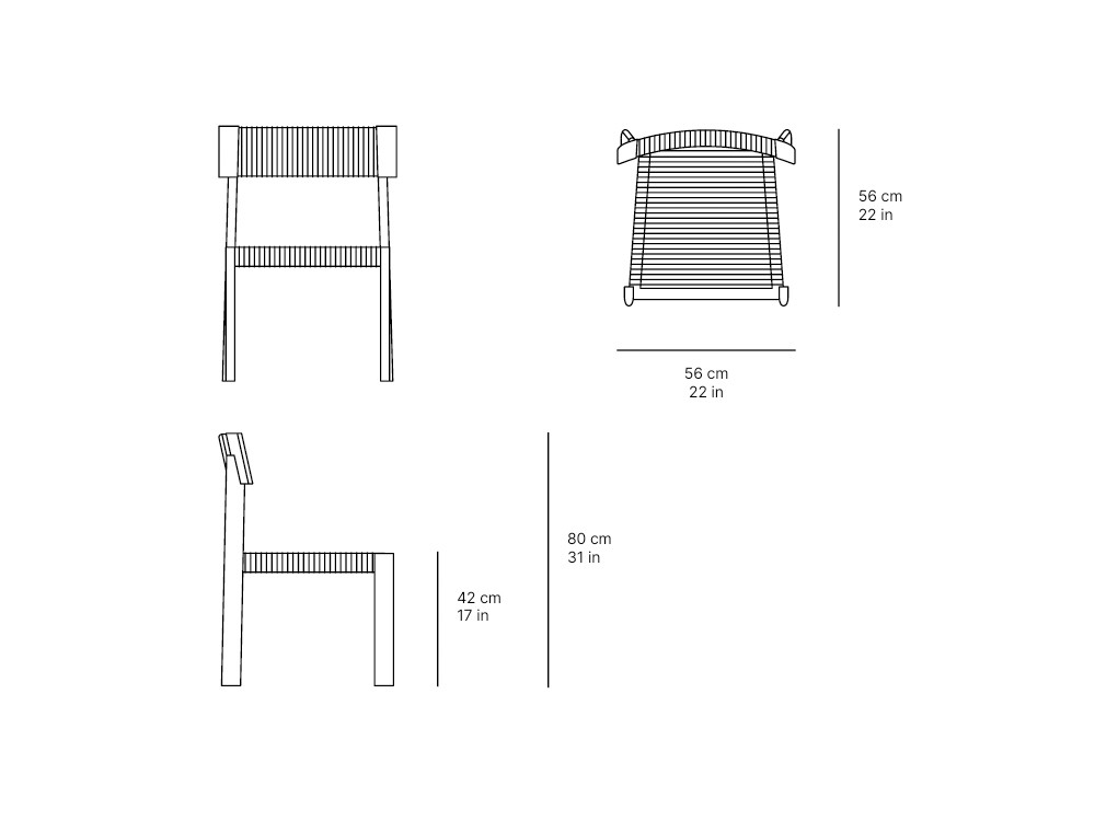 Medidas de la silla apilable para terraza o jardín Olma de SKLD Studio