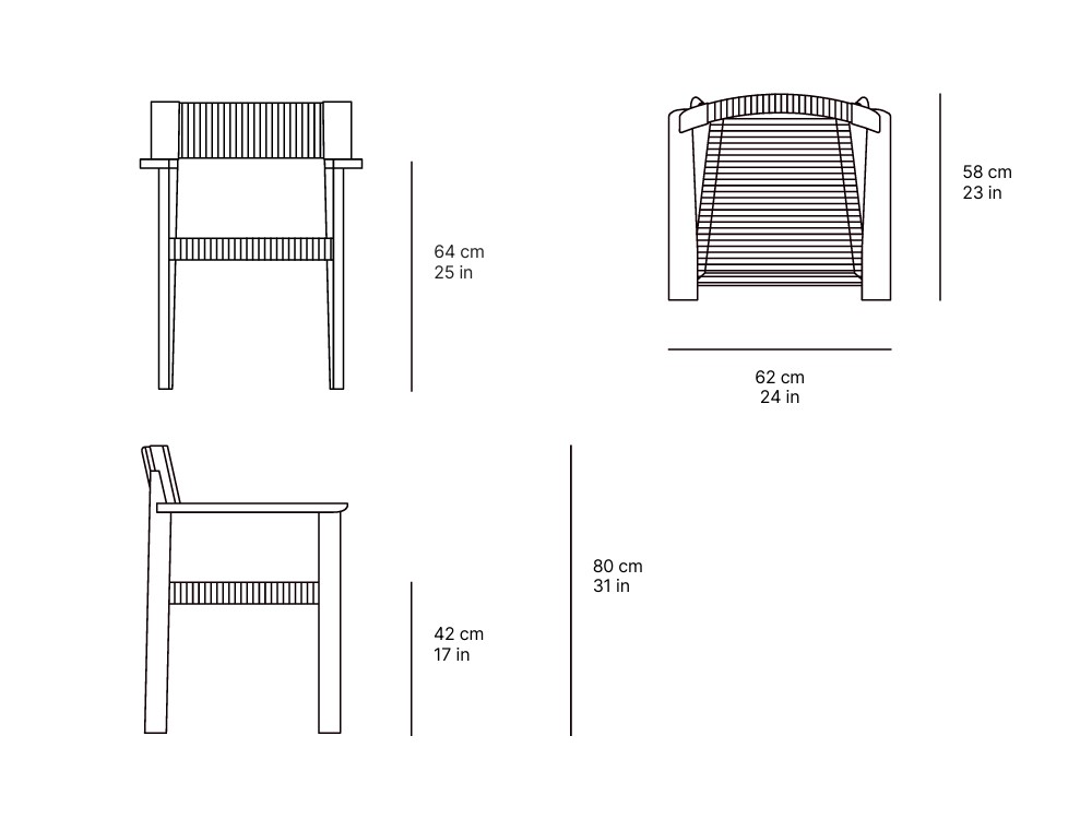 Medidas de la silla para terraza o jardín Olma de SKLD Studio