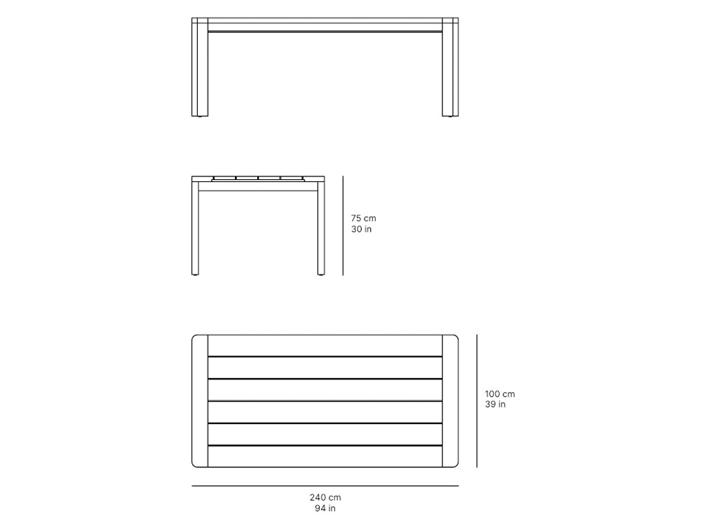 Medidas de la mesa de comedor exterior Olma de SKLD.