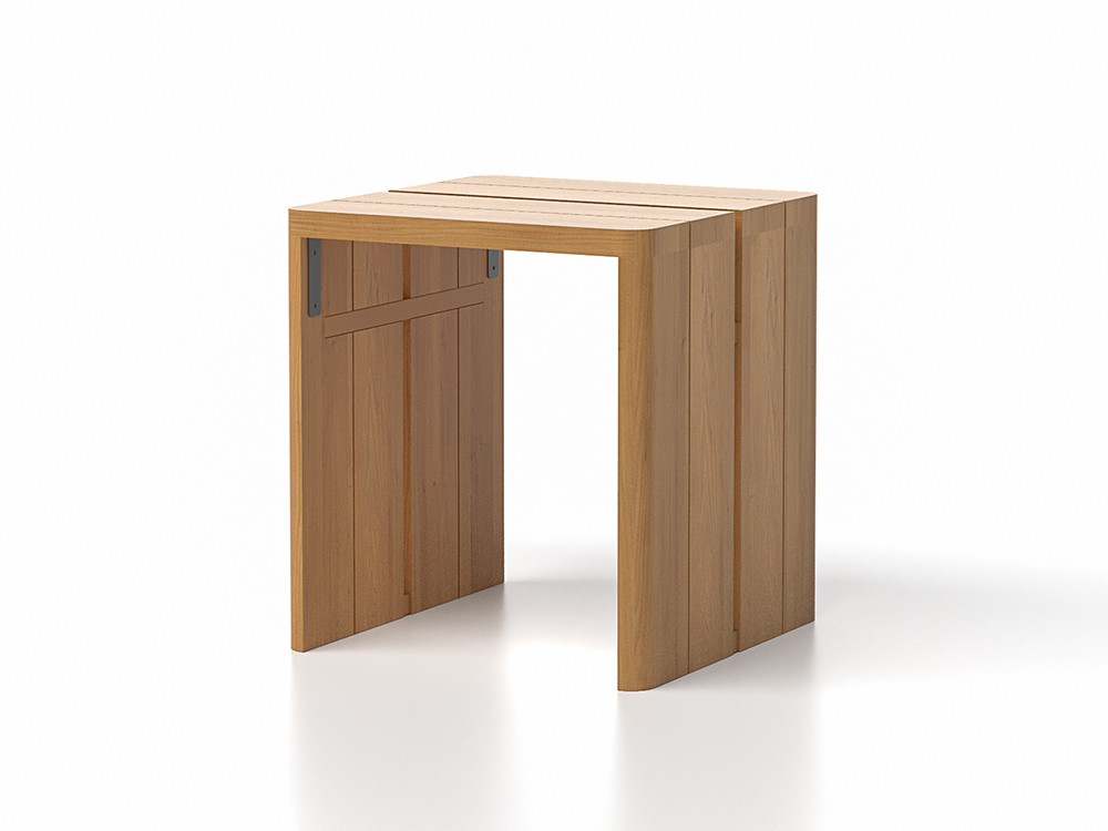Mesa auxiliar de la colección Olma SKLD con diseño minimalista de madera de teca