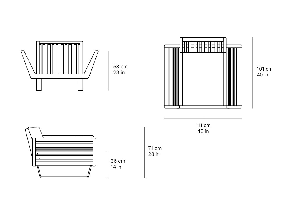 Medidas del sillón exterior Velair de SKLD