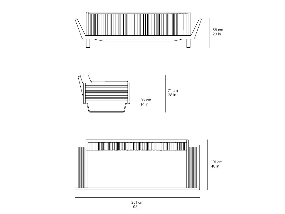 Medidas del sofá exterior Velair de SKLD
