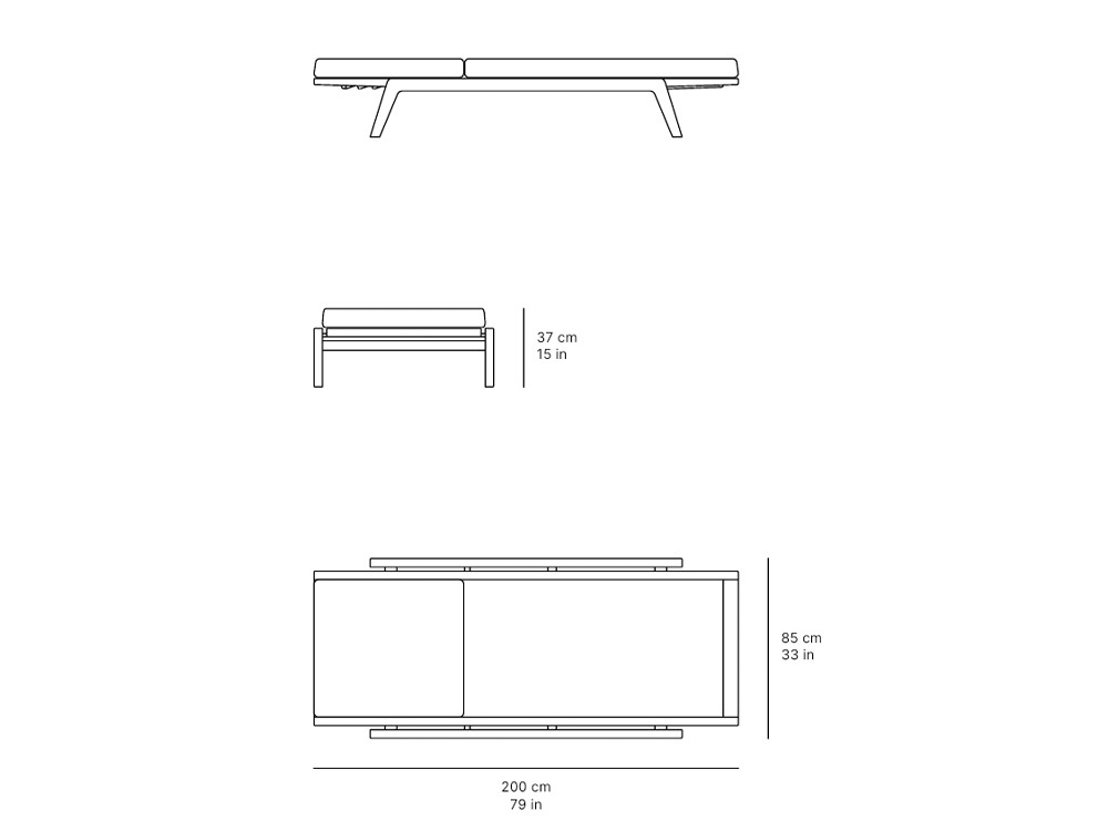 Medidas para la tumbona Velair de SKLD