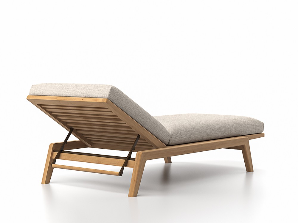 Respaldo reclinable en varias posiciones de al tumbona de madera de teca Velair de SKLD