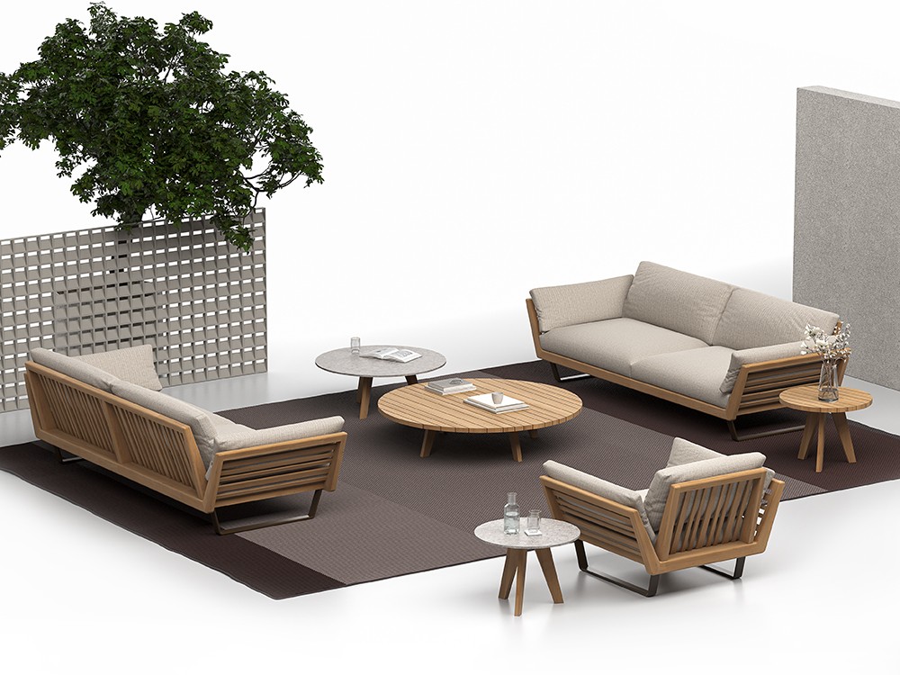 Composición Velair: sofás, sillones y mesas de centro personalizables.