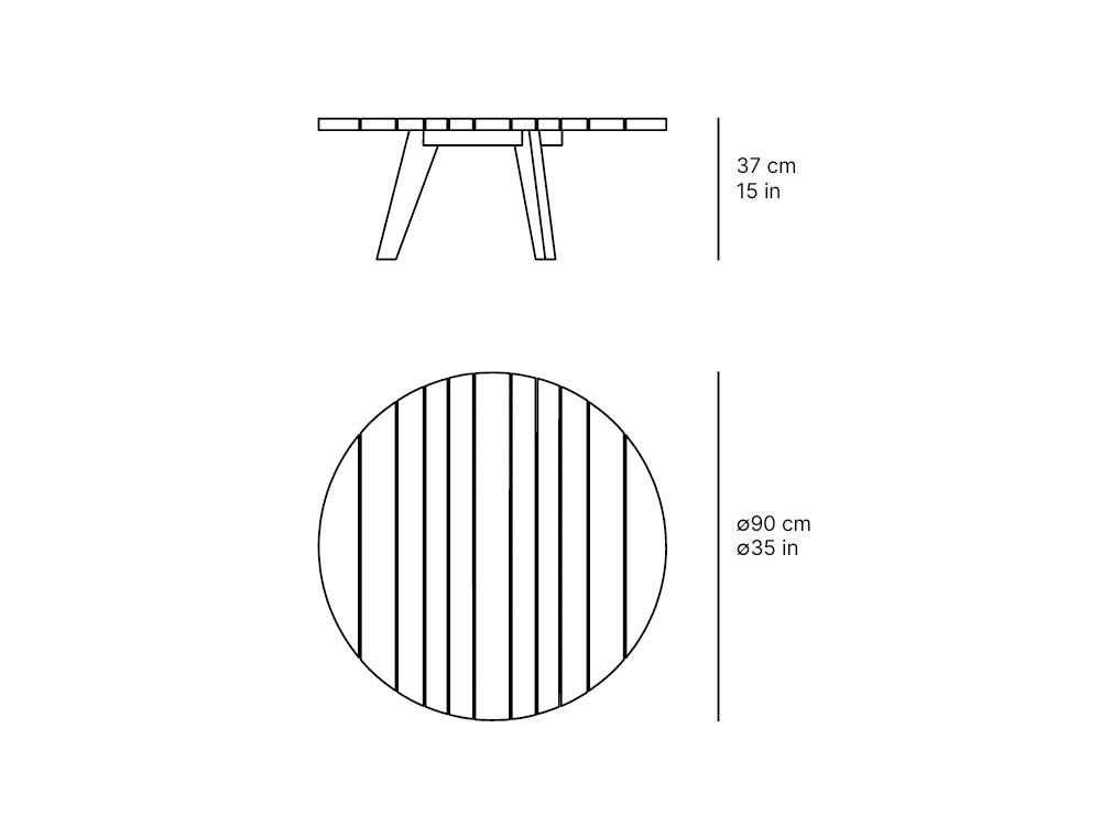 Medidas de la mesa de centro Ø90 cm Velair de SKLD