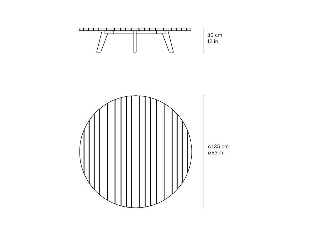 Medidas de la mesa de centro Ø135 cm Velair de SKLD