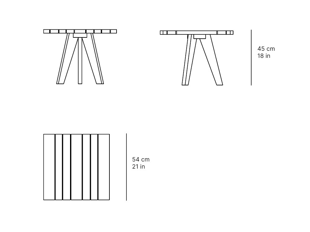 Medidas de la mesa auxiliar cuadrada Velair de SKLD