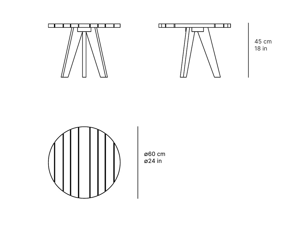 Medidas de la mesa auxiliar redonda Velair de SKLD