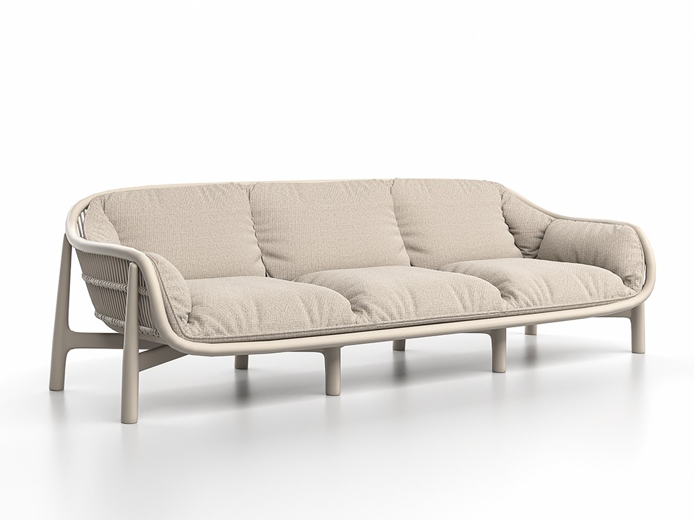 Sofá Serra 3 plazas en aluminio blanco: La pieza central para tus reuniones al aire libre.