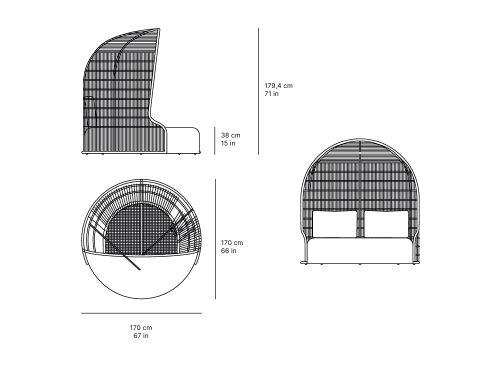 medidas de la daybed Cubierta Serra de SKLD