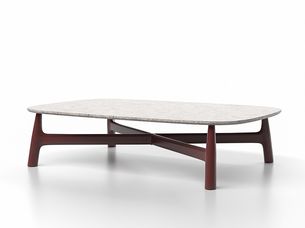 La mesa de centro rectangular Serra en burgundi: funcionalidad y un diseño impecable