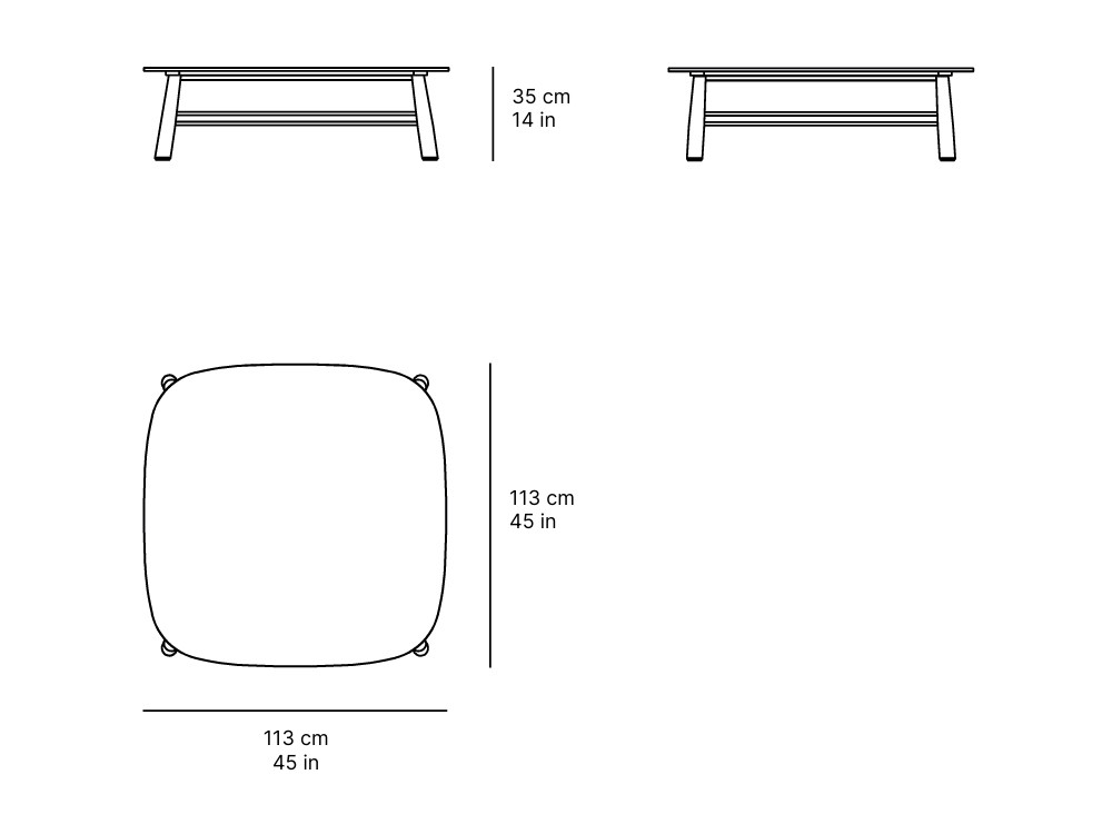 Medidas de la mesa de centro cuadrada para salón exterior Serra de SKLD