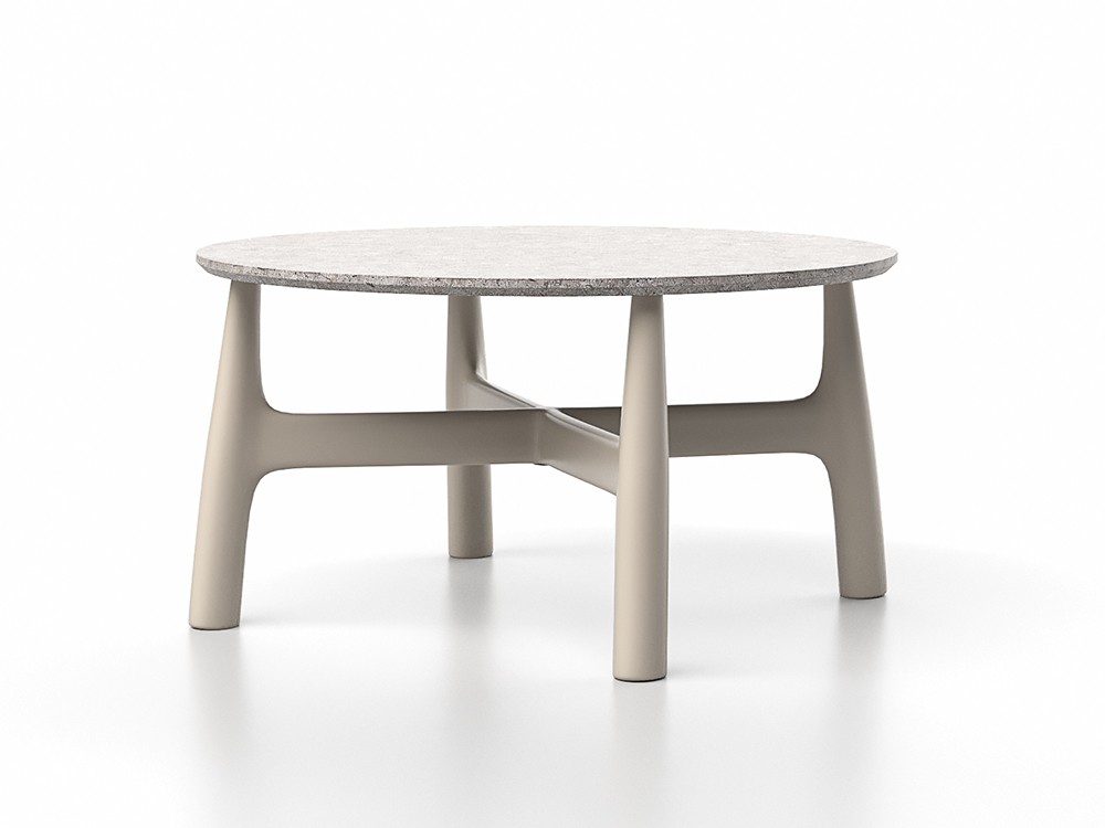 Mesa auxiliar Serra baja en aluminio blanco y sobre Dekton: Un diseño versátil para tu rincón