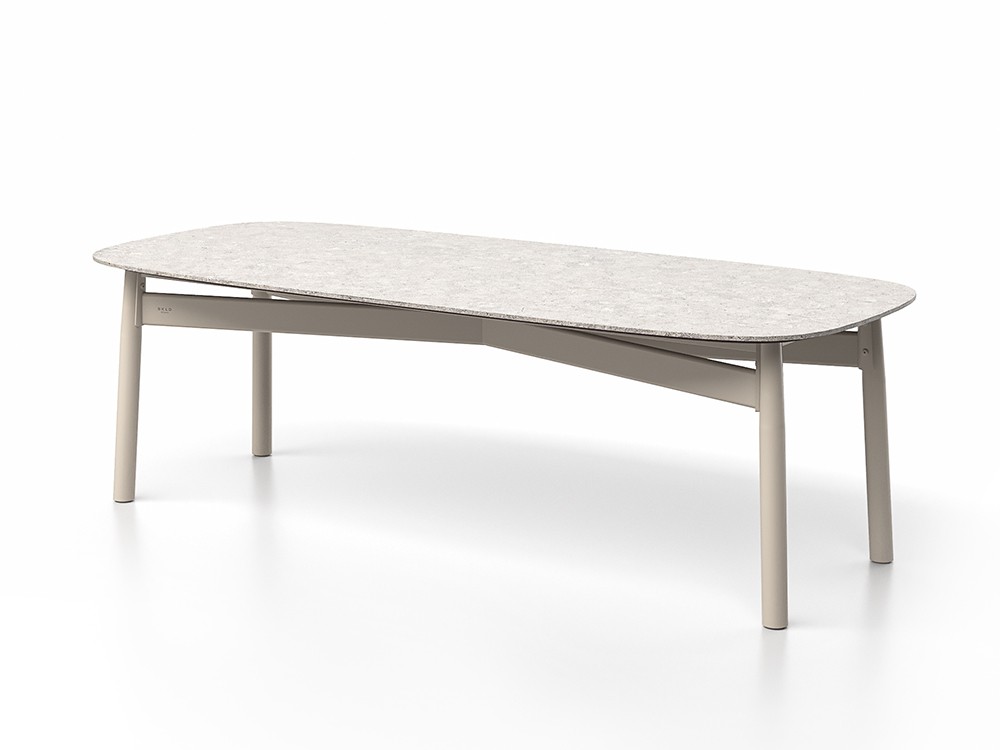 Mesa de comedor Serra SKLD de 240 cm en aluminio blanco y sobre Dekton