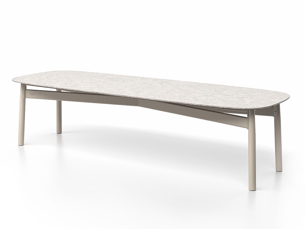 Mesa de comedor Serra SKLD de 300 cm en aluminio blanco y sobre Dekton