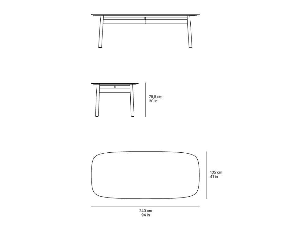 Medidas de la mesa de comedor Serra de 240cm de SKLD