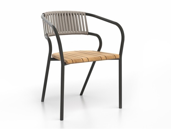 Eki Cuerda: El contraste sofisticado del aluminio carbón y la cuerda en esta silla Eki, perfecta para ambientes modernos