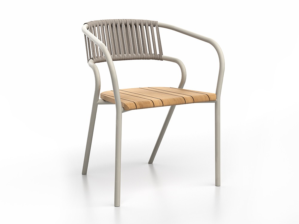 Eki Cuerda: Elegancia y ligereza en aluminio blanco y cuerda, ideal para espacios con estilo.