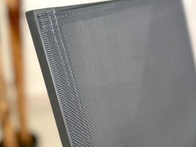 Detalle del textilene gris para la silla de aluminio antracita Lorca de Majestic Garden