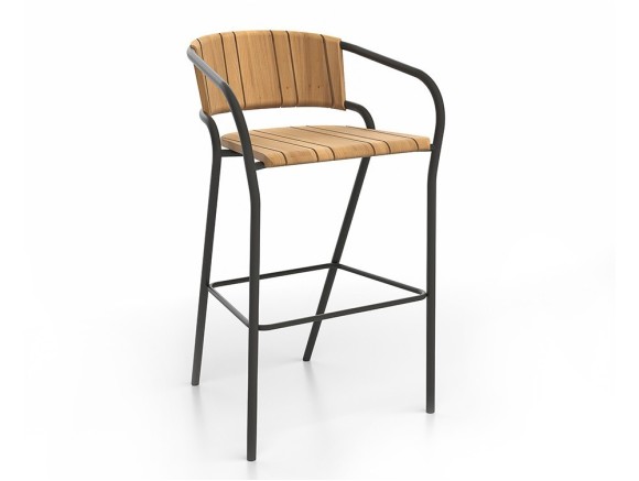 Taburete Alto Eki Teca: La curva envolvente de Eki, fusiona confort y estilo, apto para interior y exterior.