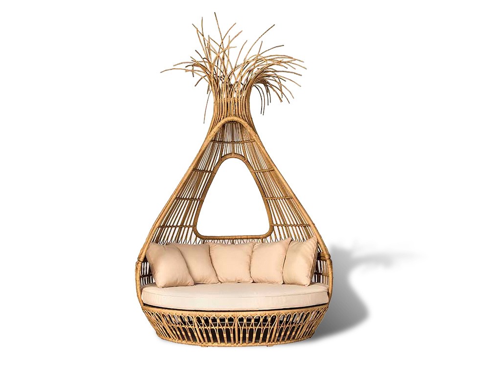 Daybed de diseño fabricado en fibra sintética trenzada de Agua de mar by Joenfa