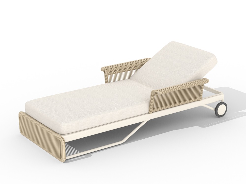 Tumbona Fano reclinable con ruedas. Relájate con estilo y confort total al aire libre.