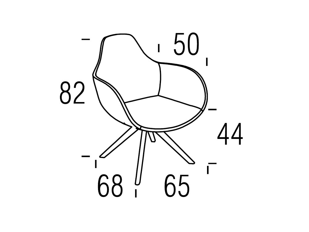 Medidas de la butaca giratoria con ruedas Punk de Beltá Frajumar