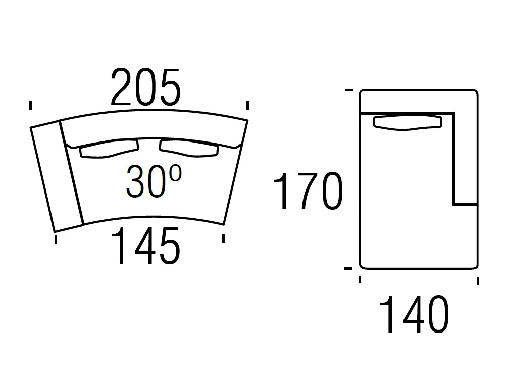 Medidas de la composición con módulo de 30º Arim Beltá Frajumar