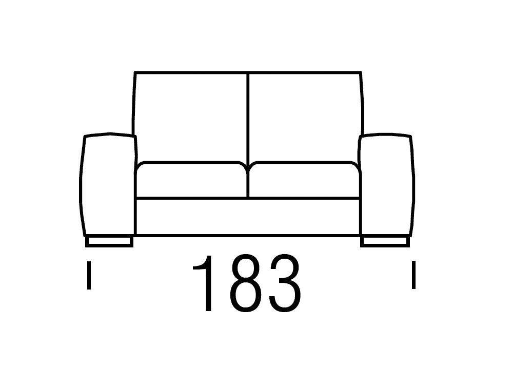 Sofá Ilah de diseño en medida 183cm con dos plazas