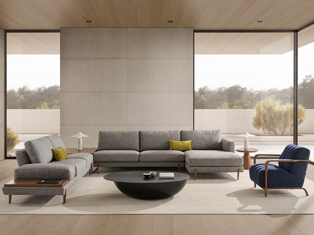 Composición en esquina del sofá Lena de Beltá Frajumar