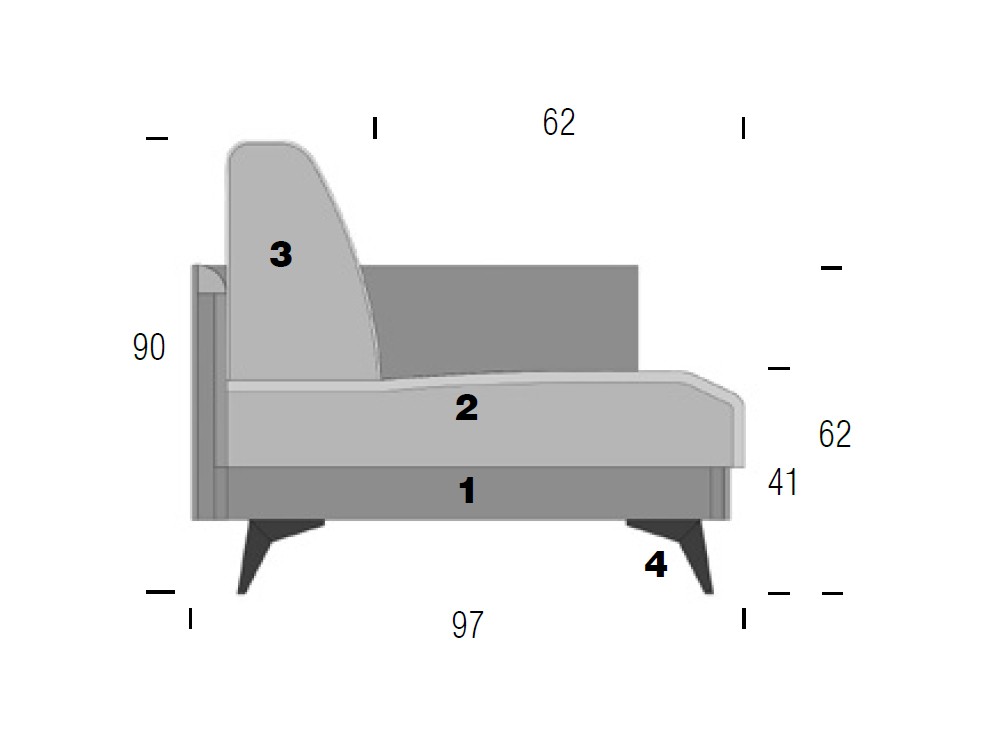 medidas del sofá Must de Beltá Frajumar
