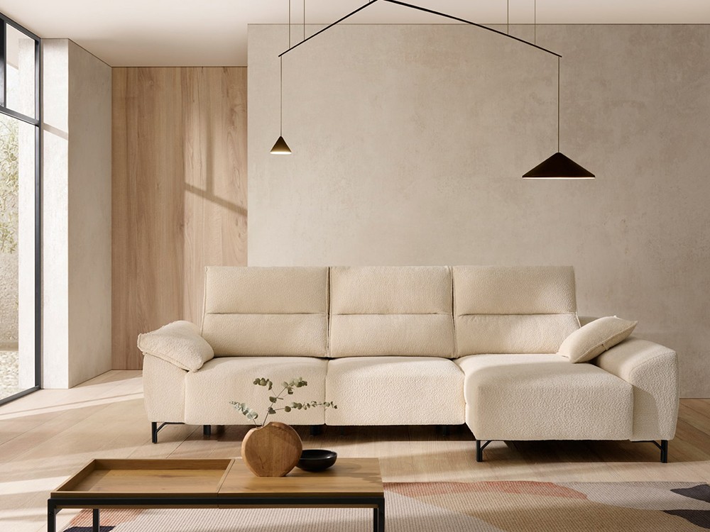 Sofá deslizante con chaiselongue y brazo con arcón Sandro de Acomodel