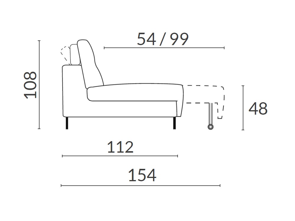 Medidas del asiento deslizante para el sofá Sandro de Acomodel