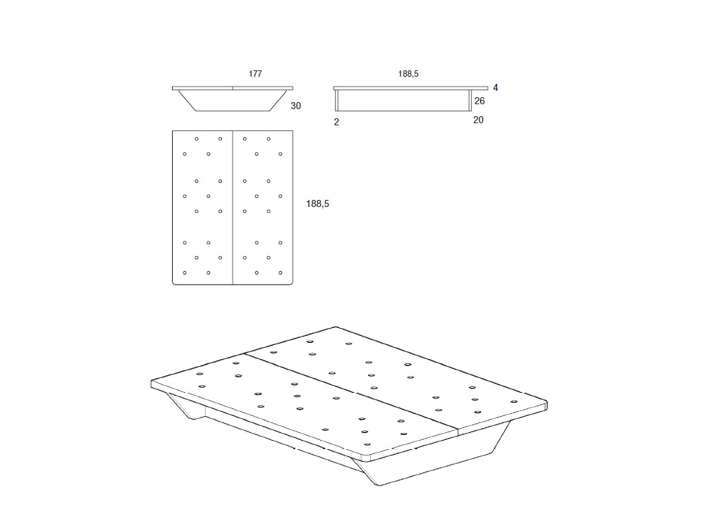 Medidas de la base Flot para colchón de 180x190cm de Vive