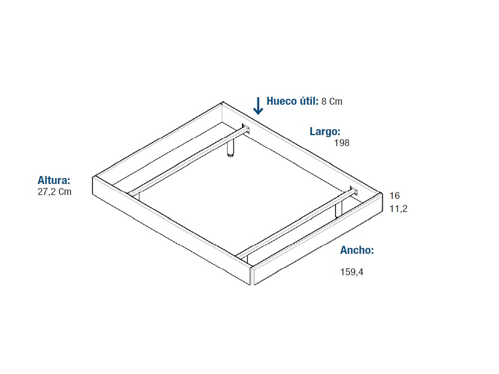 Medidas del aro de cama, no incluye colchón ni somier
