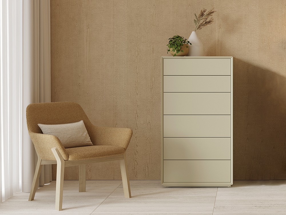 Angul sifonier con seis cajones lacado en acabado sésamo de Vive muebles.