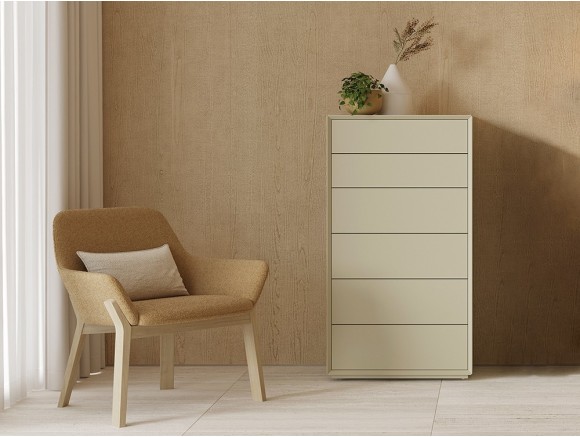 Angul sifonier con seis cajones lacado en acabado sésamo de Vive muebles.