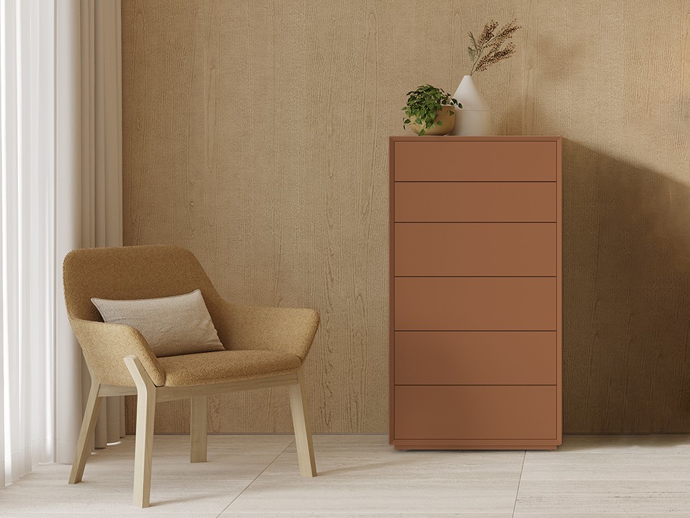 Angul sifonier con seis cajones lacado en acabado duna de Vive muebles.