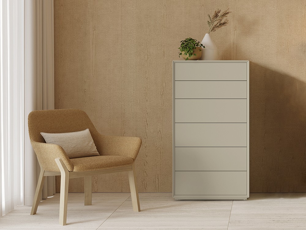 Angul sifonier con seis cajones lacado en acabado lino de Vive muebles.